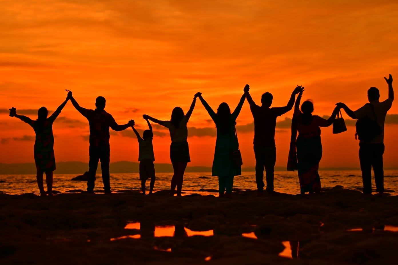 Golden Hour Ocean Sunset with Family
